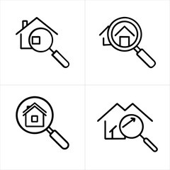 House Inspection Magnifying Glass on Home icon set