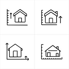 House Dimension Measurement icon set