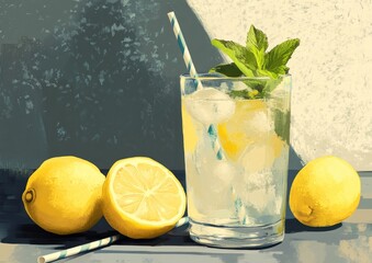 Refreshing Homemade Lemonade with Mint – Summer Drink in Mason Jar
