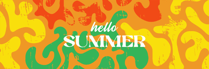 Hello Summer сolorful banner design. Modern abstract art design