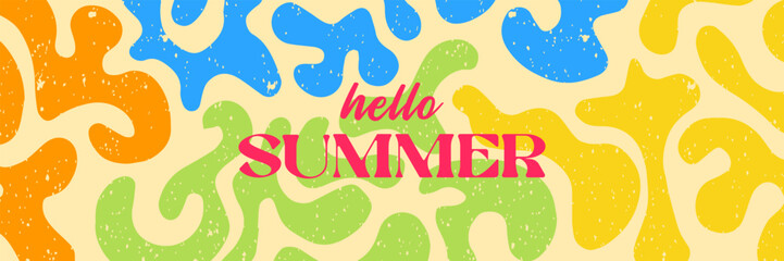 Hello Summer сolorful banner design. Modern abstract art design