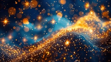 Obraz premium A stunning abstract artwork featuring glowing bokeh, stars, and a dreamy blue background.