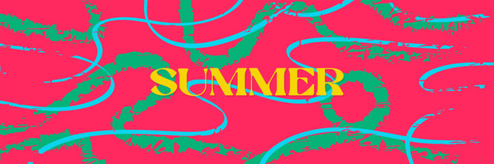 Hello Summer сolorful banner design. Modern abstract art design