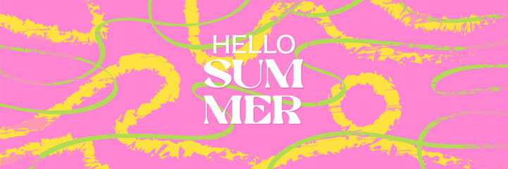 Hello Summer сolorful banner design. Modern abstract art design