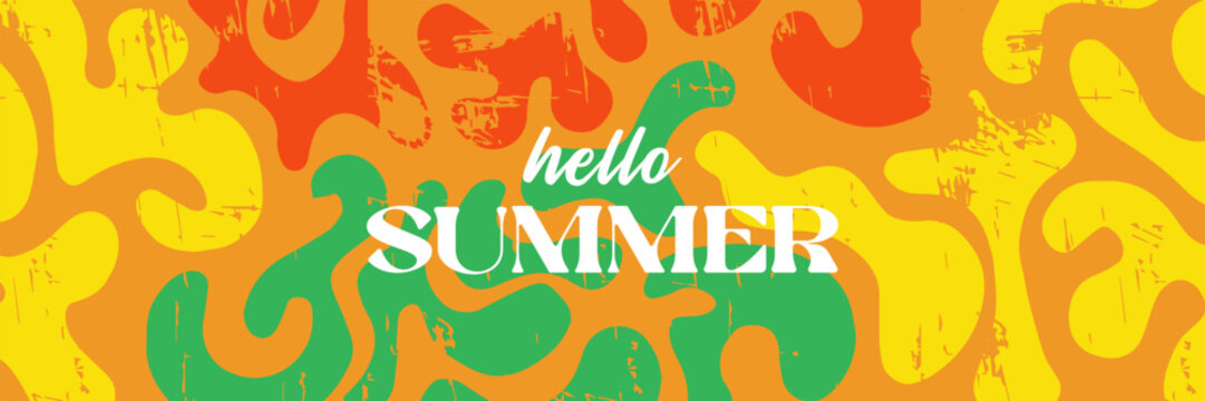 Hello Summer сolorful banner design. Modern abstract art design