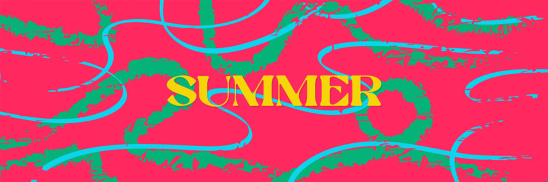 Hello Summer сolorful banner design. Modern abstract art design