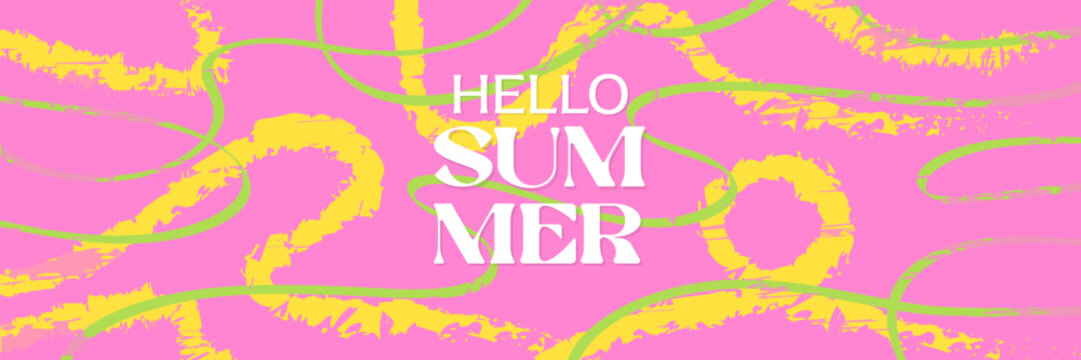 Hello Summer сolorful banner design. Modern abstract art design