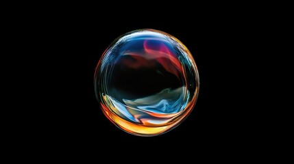 A single droplet of oil frozen in time, with vibrant colors radiating outward as it hits a glass surface.