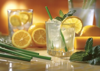 Refreshing Homemade Lemonade with Mint – Summer Drink in Mason Jar