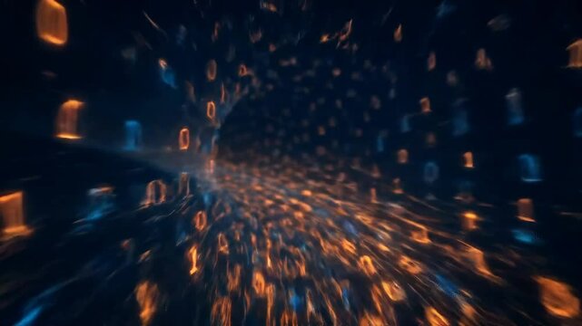 Digital Abstract Background with Binary Code and Lighting Effects
