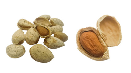 Raw Almonds in Shell – Organic Whole Nuts with Natural Crunch, Dry fruit, almonds on white background PNG