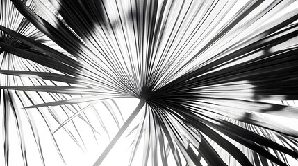Obraz premium Abstract monochrome pattern of radiating palm fronds.