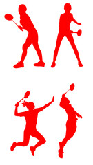 Badminton player silhouettes