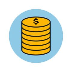 Tower of money earnings stacked high