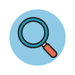 Magnifying glass inside a blue circle