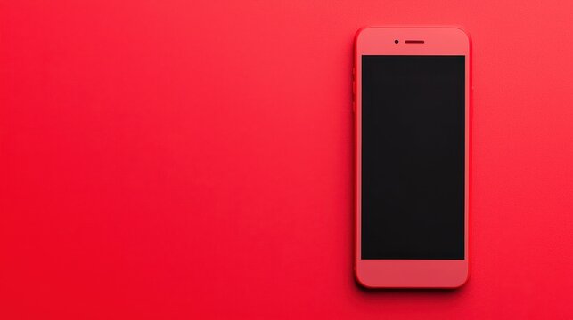 Modern red smartphone on vibrant red background showcasing sleek design and minimalistic aesthetics