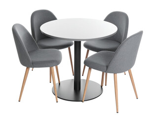 Stylish round dining table with four chairs, a modern furniture centerpiece for your home