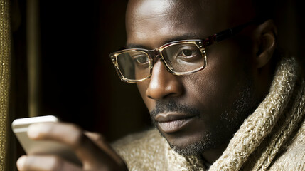 coffee while checking order notifications on mobile device