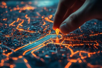 Detailed map with two vibrant pins marking start and destination points for GPS navigation and route planning concept
