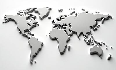 3D World Map, Global Business, Travel - Minimalist design