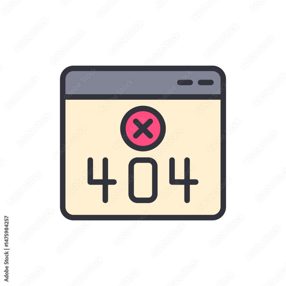 Poster error message 404 page not found displayed on transparent background