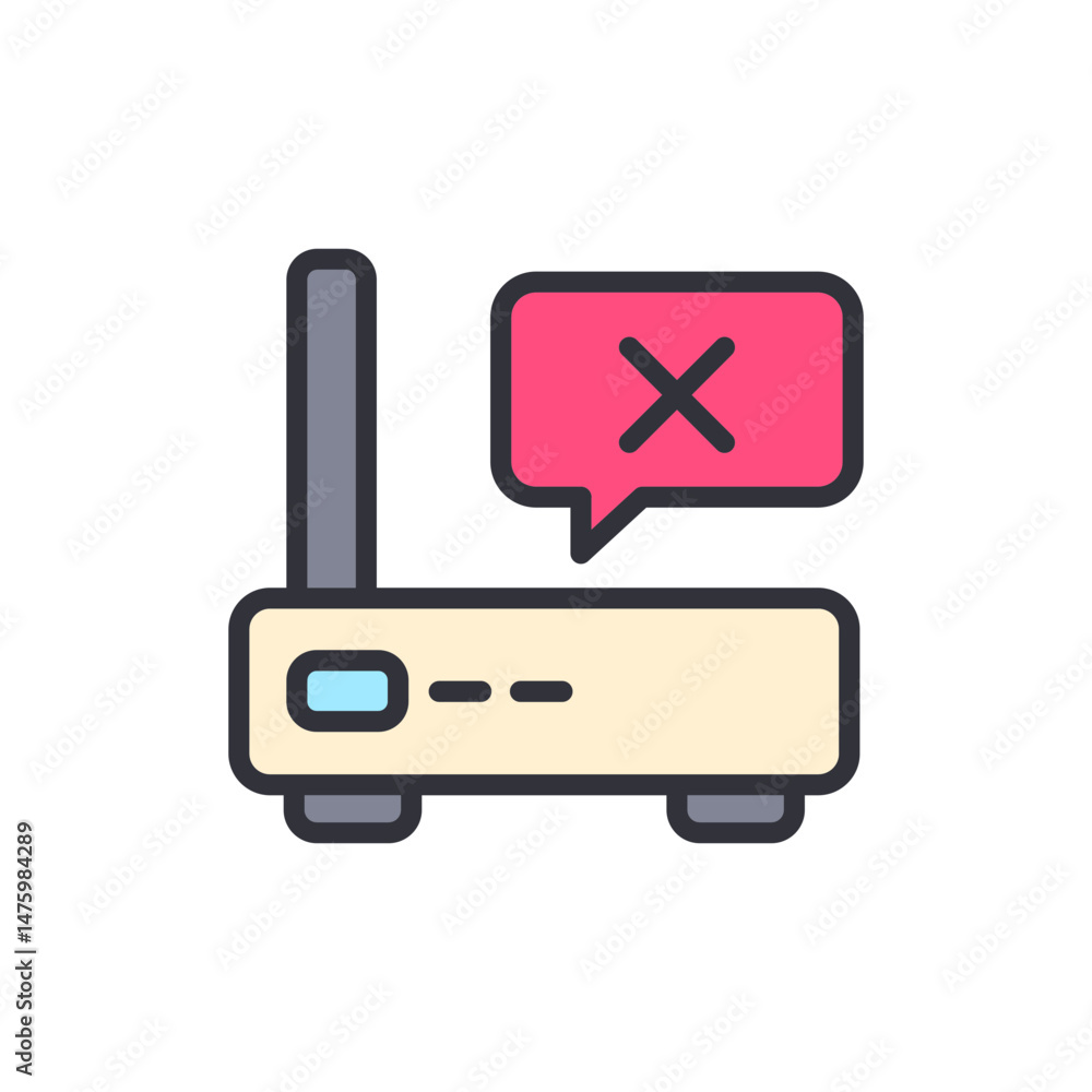 Poster router connectivity problem icon with error message concept