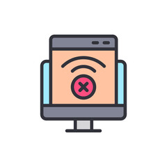 Disconnected Internet Icon Displaying Problems On Computer Screen