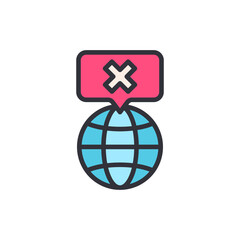 Global Network Error Notification Displaying Cross Symbol On A Globe