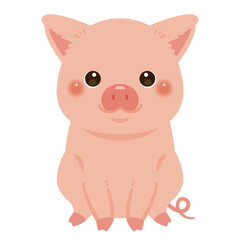 お座りしたブタのイラスト