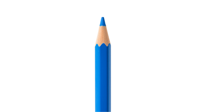 A close up shot of a sharpened blue color pencil against a black background in vertical format