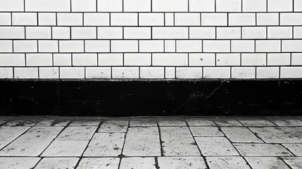Fototapeta premium Tile Wall Texture: A classic, eye-level shot of a tiled wall, revealing the intricate textures and patterns of the individual tiles.