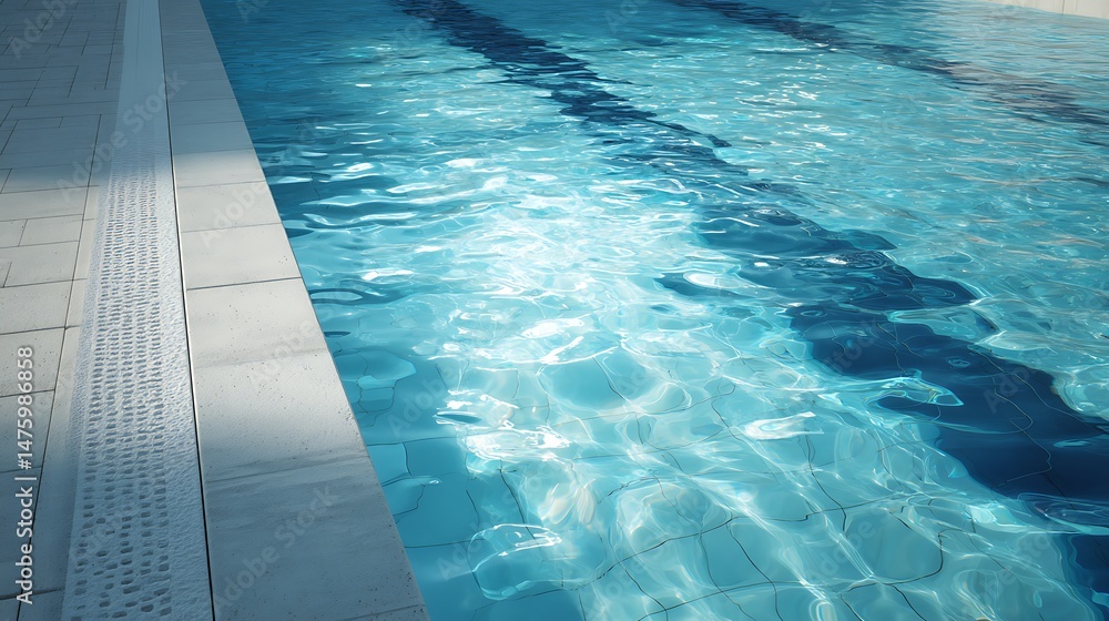 Poster Close up view of swimming pool with empty space, 3d rendering
