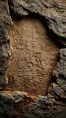 Earthy Stone Frame: Textured Brown and Gray Rock Abstract