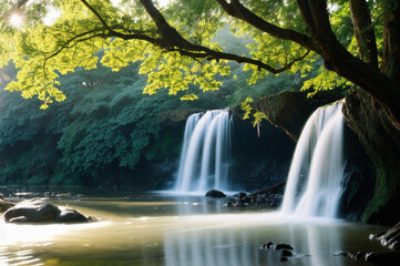 Obraz premium Waterfall in late afternoon