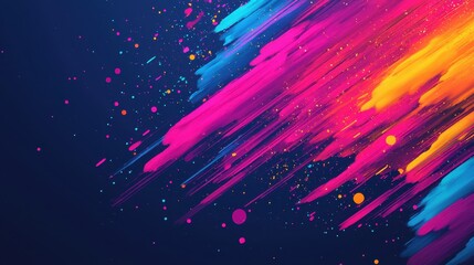 Vibrant Abstract Background with Colorful Paint Strokes and Dynamic Patterns in Shades of Pink, Blue and Yellow