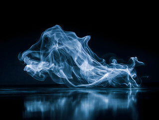 Fototapeta premium Ethereal Blue Smoke on Reflective Surface