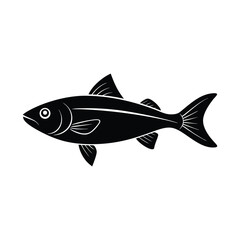 Simple Black and White Fish Illustration Vector EPS Graphic