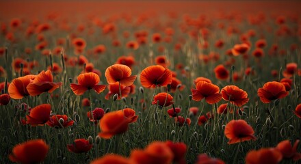 Obraz premium Poppy Field with Red Flowers