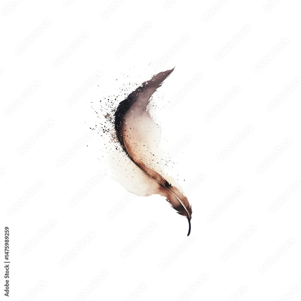 Aufkleber abstract feather with splashing particles elegance and delicate movement