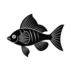 Stylized Black and White Fish Illustration Perfect for Design Projects