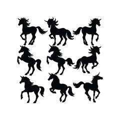 Elegant Black Unicorn Silhouettes A Collection of Graceful Poses