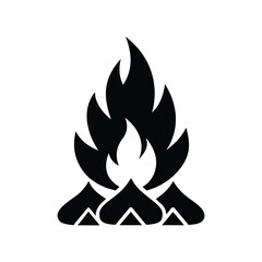 Minimalist Black and White Campfire Illustration Vector Graphic