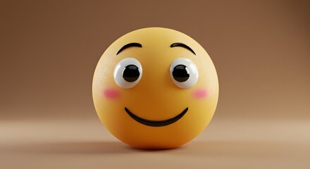 Fototapeta premium Smiling Face Emoji on Plain Background, Simple Illustration