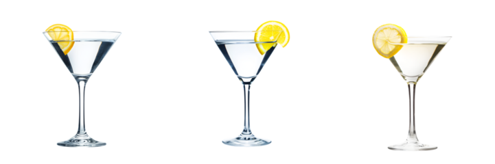 Elegant Martini Glasses with Lemon Slices - Perfect for Cocktail Recipes, Bar Menus, or Event Planning