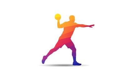 Fototapeta premium Throwing Ball Silhouette with Geometric Pattern Design