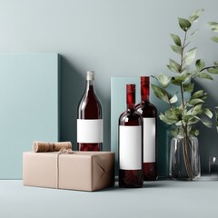 Wine packaging mockup featuring blank area for adding your custom design and branding.