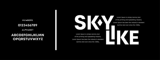 Sans Serif Alphabet, Modern Bold Font, Abstract Uppercase Typography, Alphabet fonts for logo, background, digital, movie, brand design, vector illustration