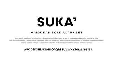 Sans Serif Alphabet, Modern Bold Font, Abstract Uppercase Typography, Alphabet fonts for logo, background, digital, movie, brand design, vector illustration