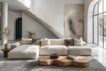 Modern sectional sofa in a spacious, airy living area.