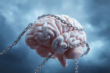 3D illustration of global brain awareness theme of mental health and freedom